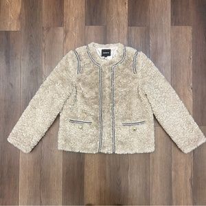 Express Women's Faux Fur Embellished Trim Coat - Tan with Trim, size s (NWT)